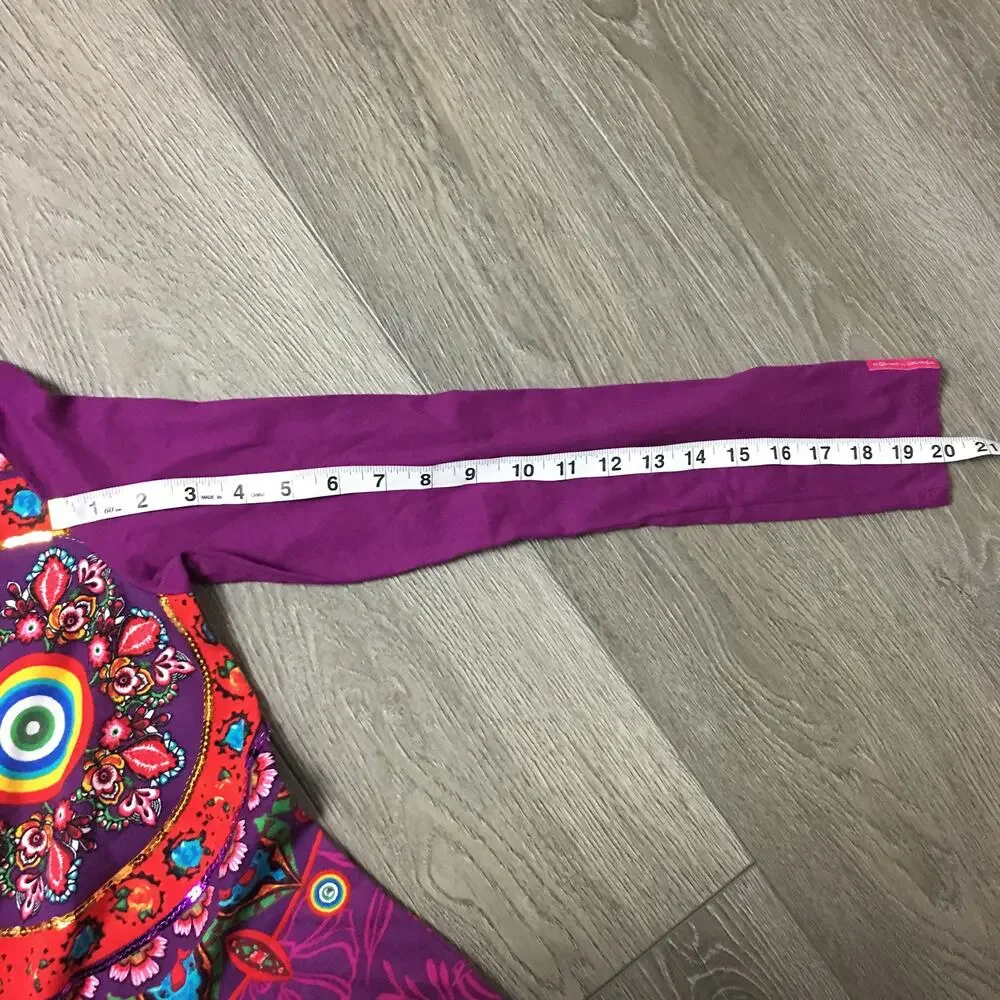 Desigual Multicolor Dress Purple Red Size 13/14 100% cotton